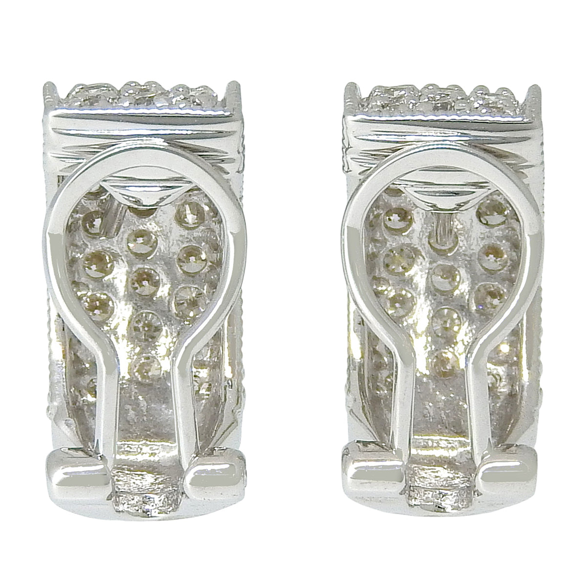 18K Pave Diamond Earrings Silver
