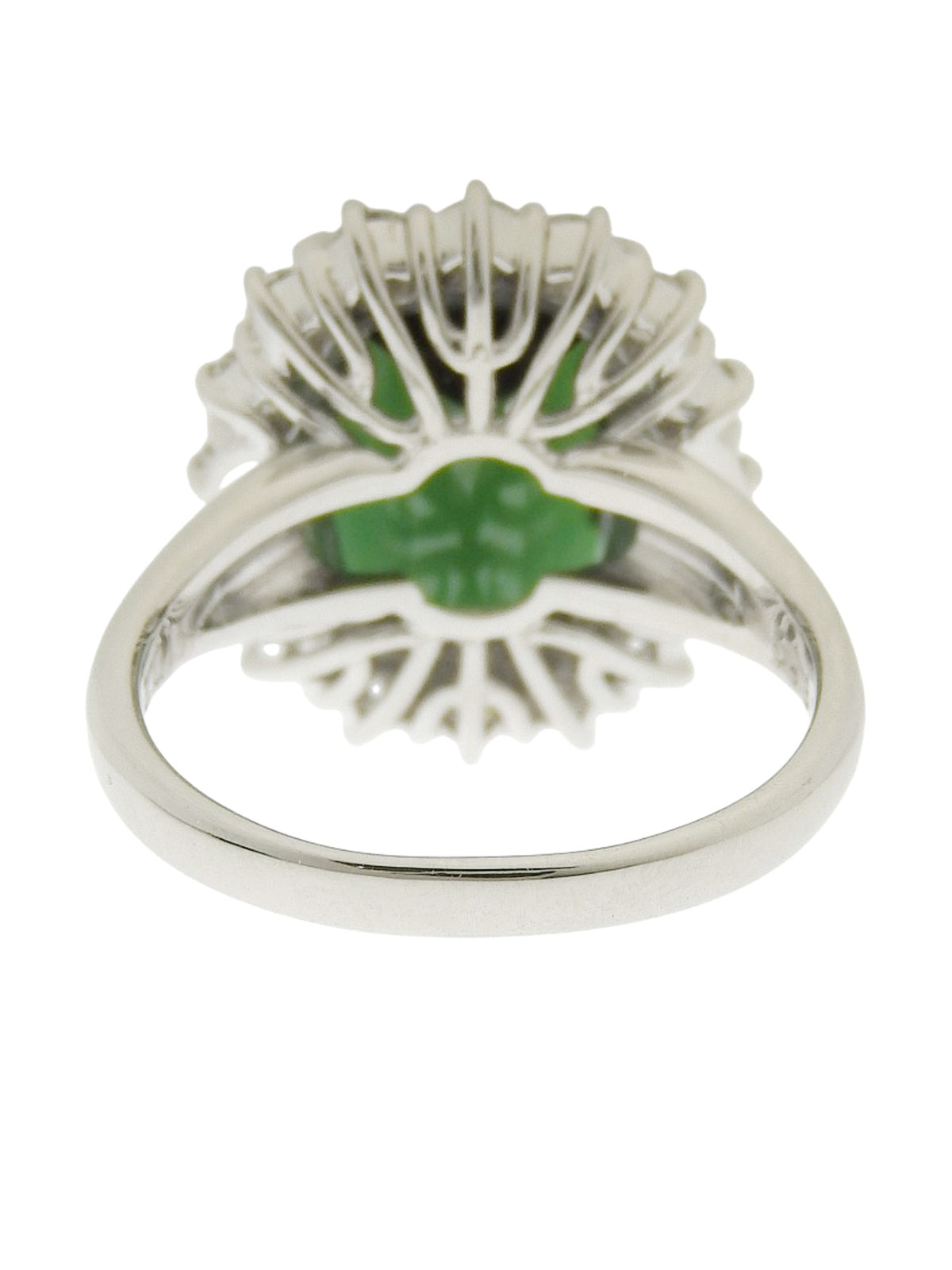 Platinum Tourmaline Diamond Design Ring #56 Silver/Green