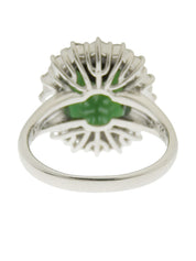 Platinum Tourmaline Diamond Design Ring #56 Silver/Green