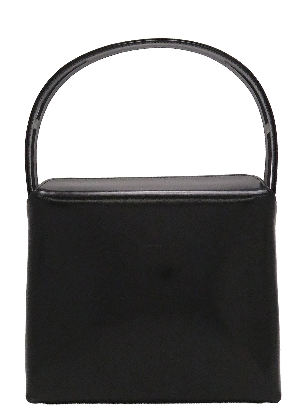 スクエアロゴエンボスハンドバッグ ブラック