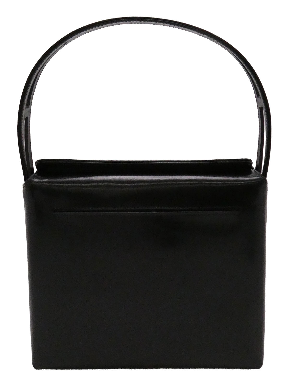 スクエアロゴエンボスハンドバッグ ブラック