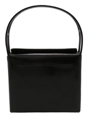 スクエアロゴエンボスハンドバッグ ブラック