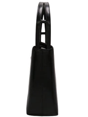 スクエアロゴエンボスハンドバッグ ブラック