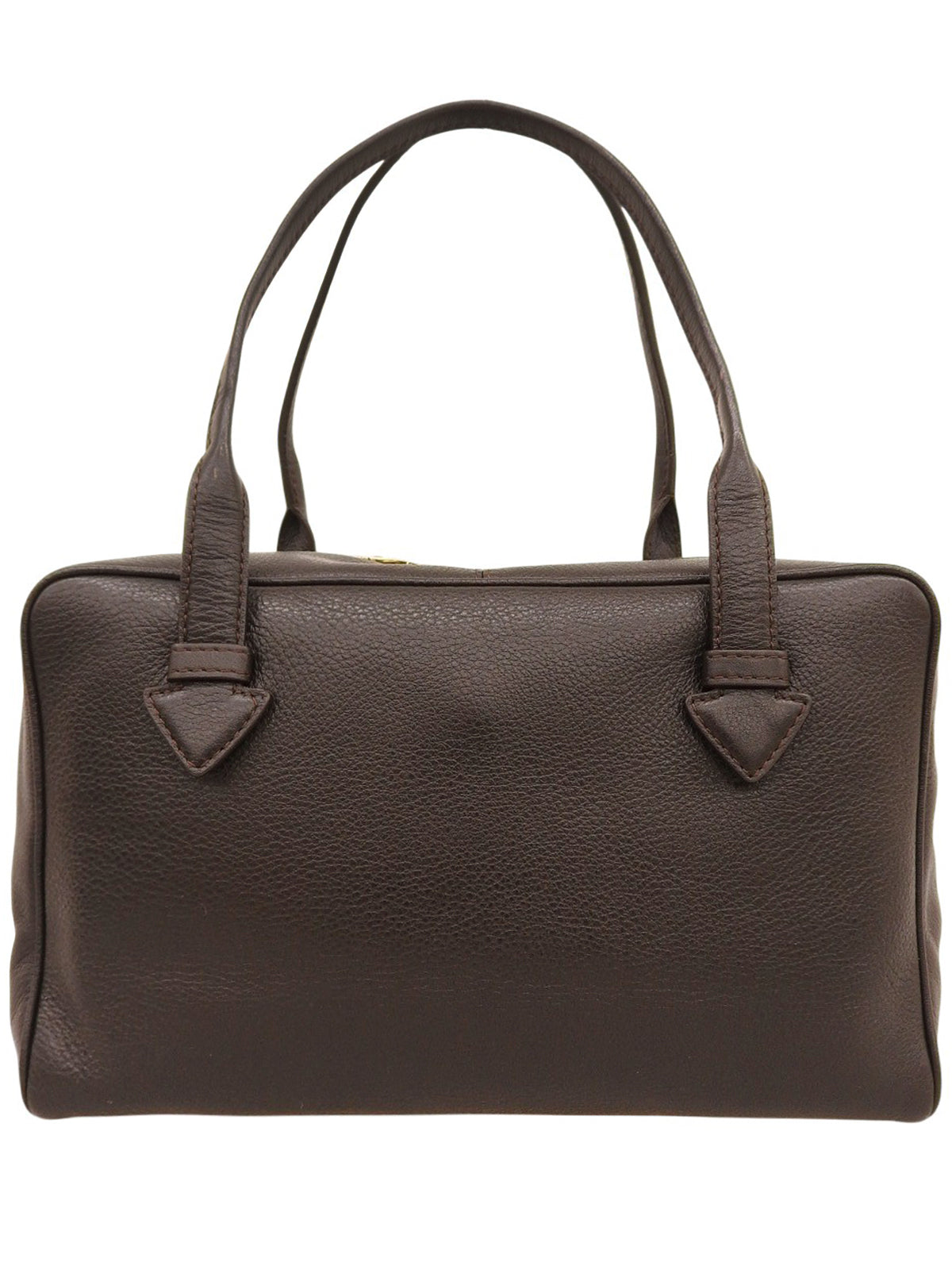 Logo embossed handbag in dark brown