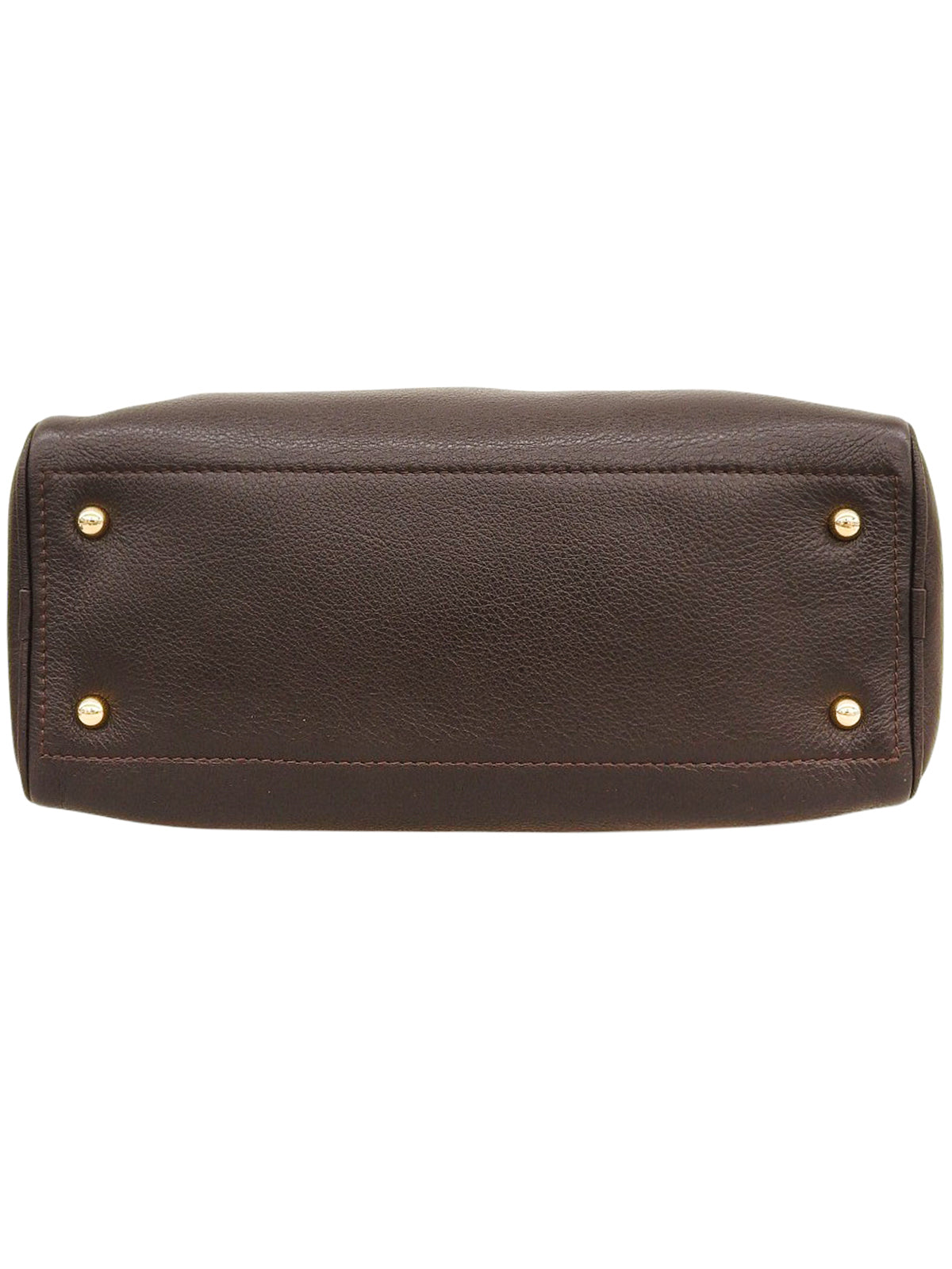 Logo embossed handbag in dark brown