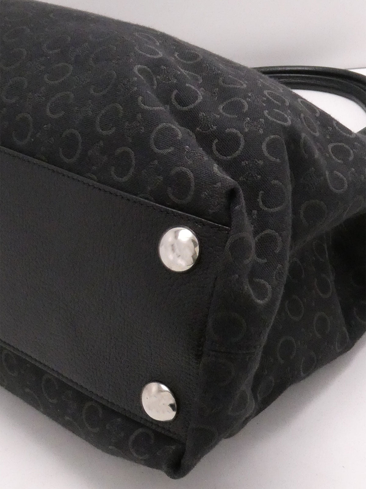 キャンバスCマカダムパターントートバッグ ブラック