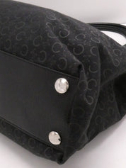 キャンバスCマカダムパターントートバッグ ブラック