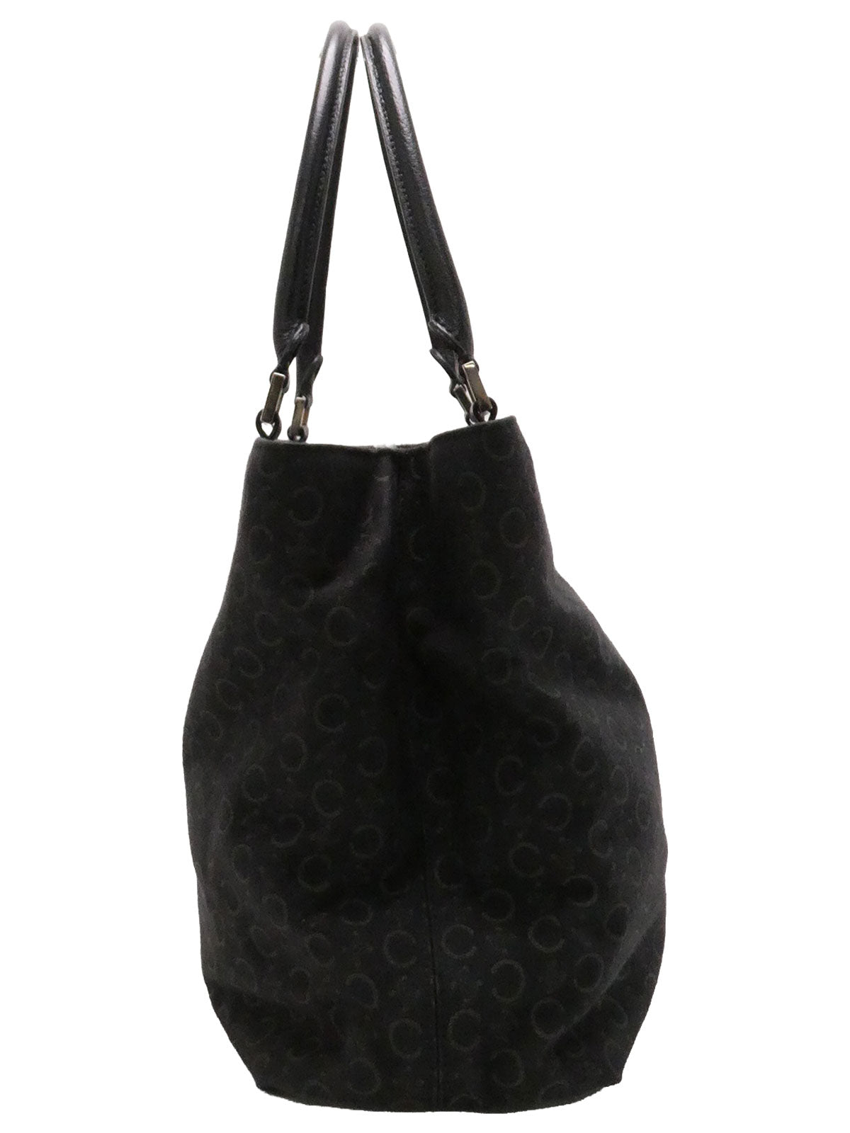 Canvas C Macadam Pattern Tote Bag Black