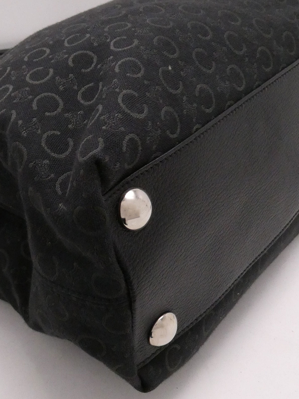 キャンバスCマカダムパターントートバッグ ブラック