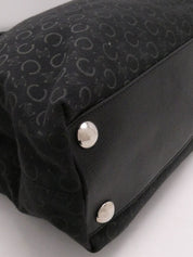 キャンバスCマカダムパターントートバッグ ブラック