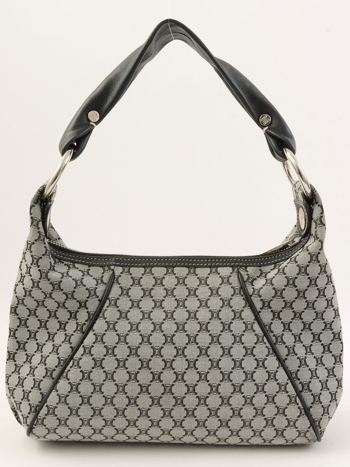 Canvas Macadam Pattern Handbag in Grey/Black