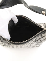 Canvas Macadam Pattern Handbag in Grey/Black