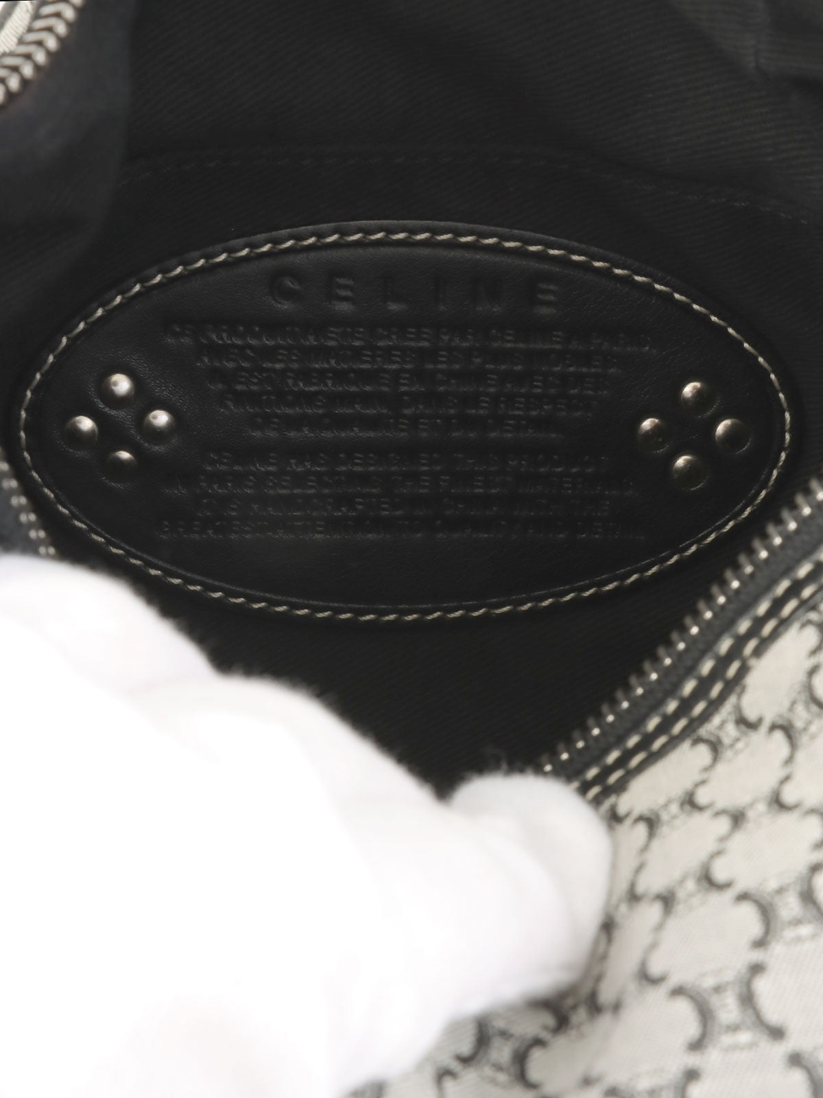 Canvas Macadam Pattern Handbag in Grey/Black