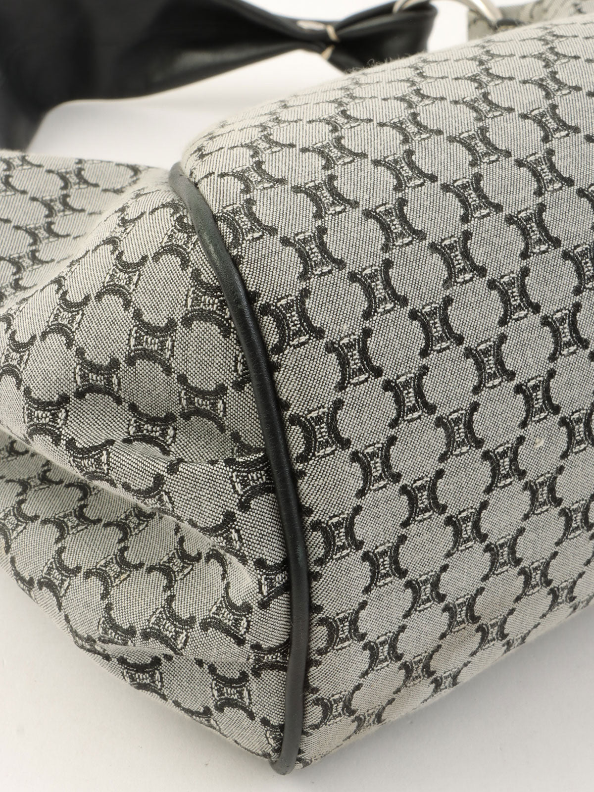 Canvas Macadam Pattern Handbag in Grey/Black