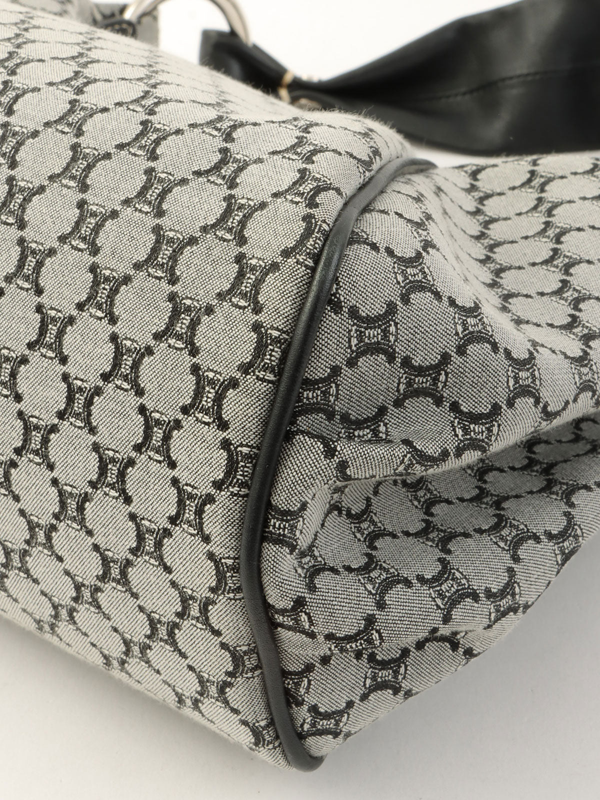 Canvas Macadam Pattern Handbag in Grey/Black