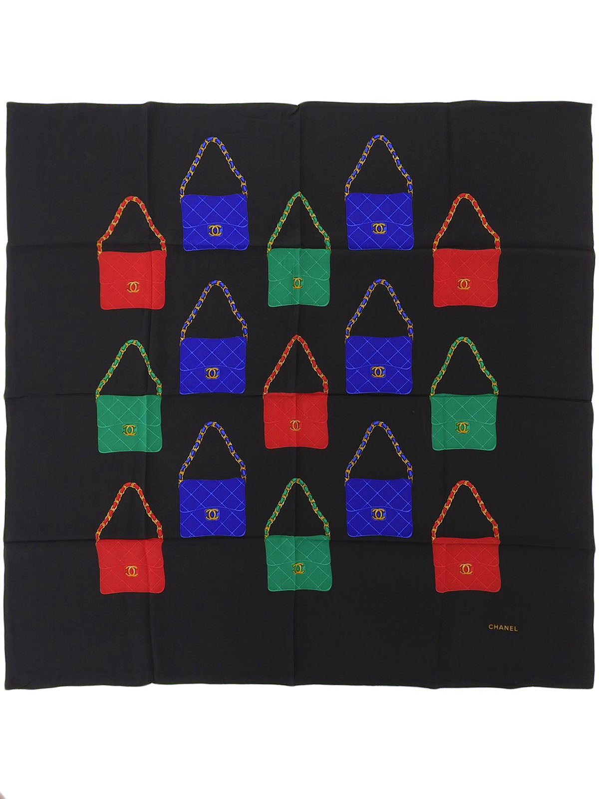 Matelasse Bag Pattern Scarf Black/Multi