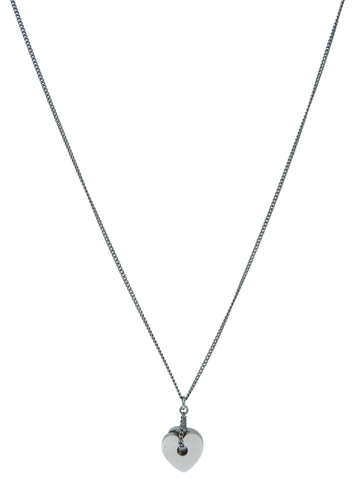 2008 Rhinestone Heart CC Mark Necklace Gunmetal/Black