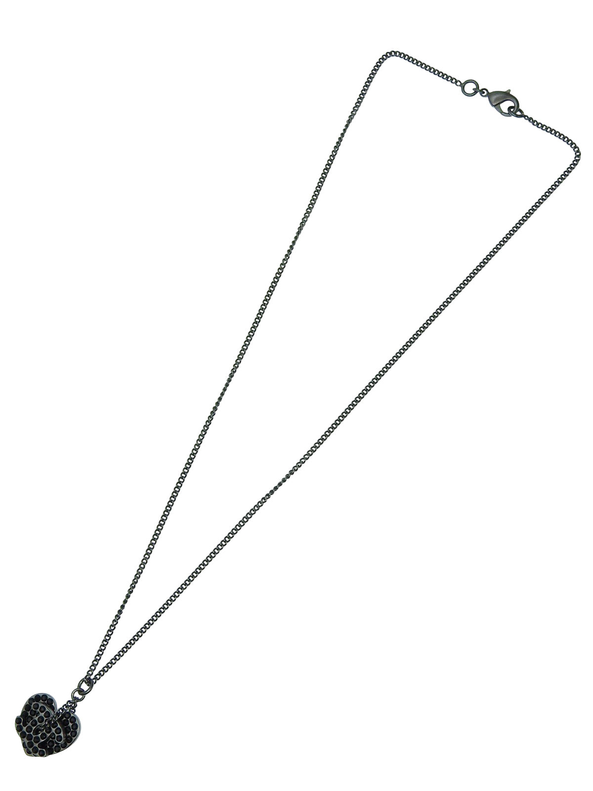 2008 Rhinestone Heart CC Mark Necklace Gunmetal/Black