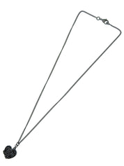 2008 Rhinestone Heart CC Mark Necklace Gunmetal/Black