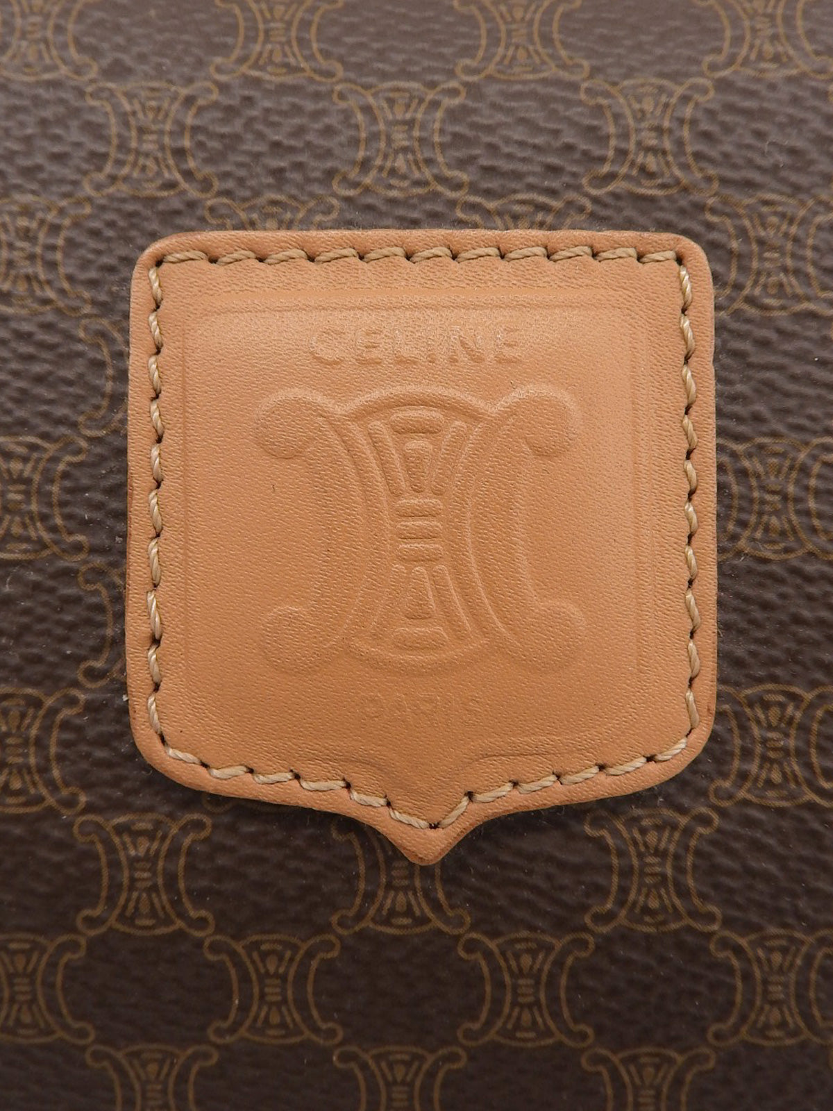 棕色 Macadam 图案 Logo 压纹迷你波士顿包