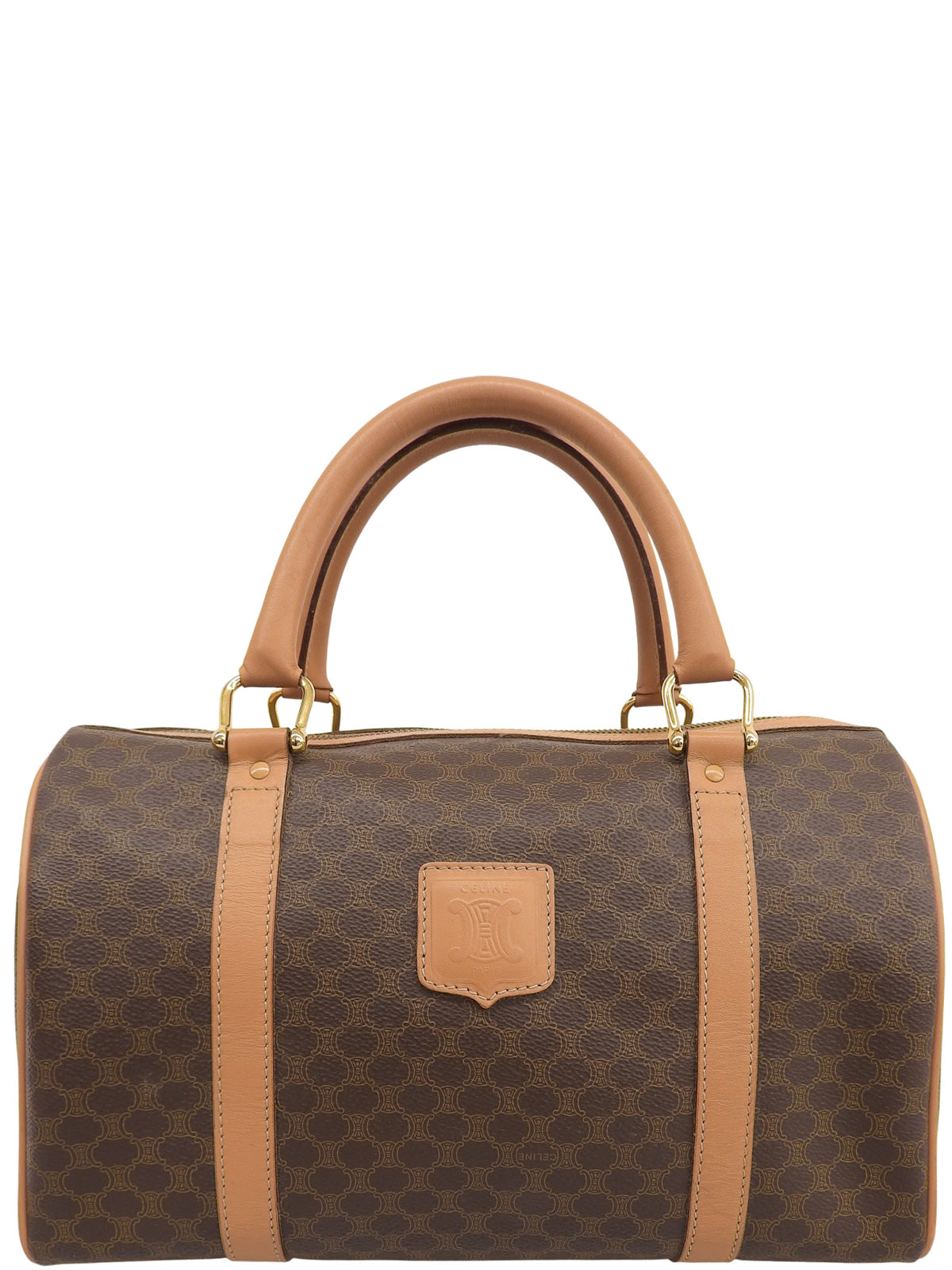 Macadam Pattern Logo Embossed Mini Boston Bag Brown