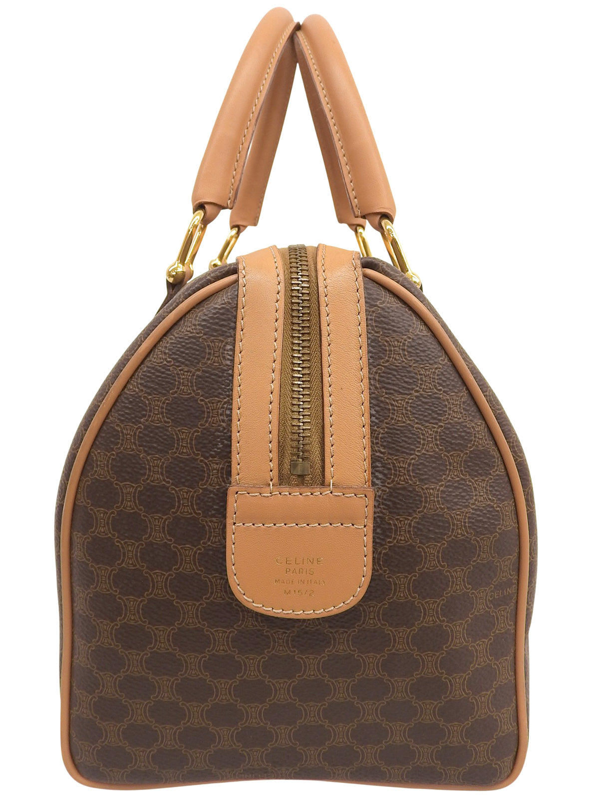 Macadam Pattern Logo Embossed Mini Boston Bag Brown