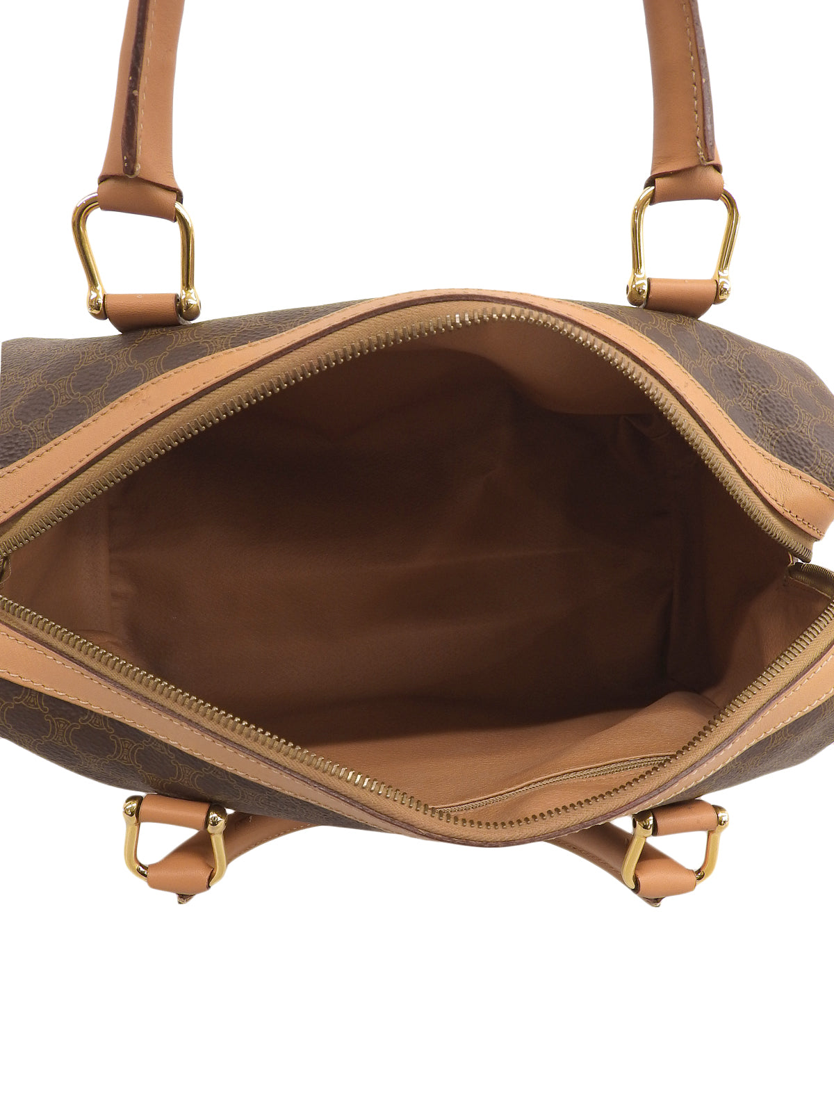 Macadam Pattern Logo Embossed Mini Boston Bag Brown