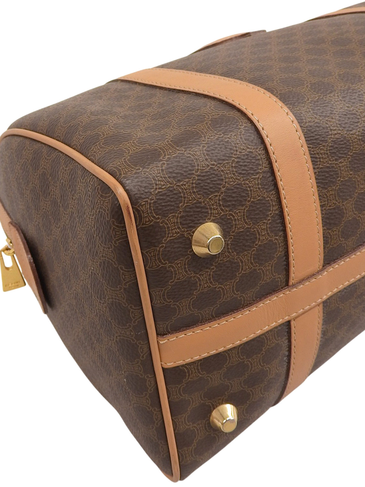 Macadam Pattern Logo Embossed Mini Boston Bag Brown