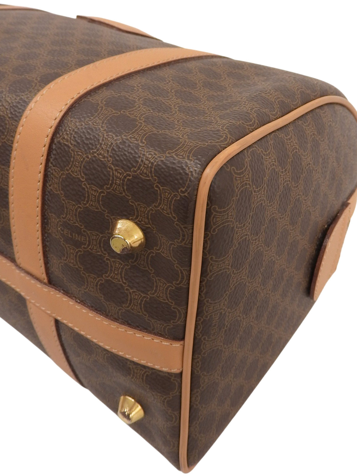 Macadam Pattern Logo Embossed Mini Boston Bag Brown