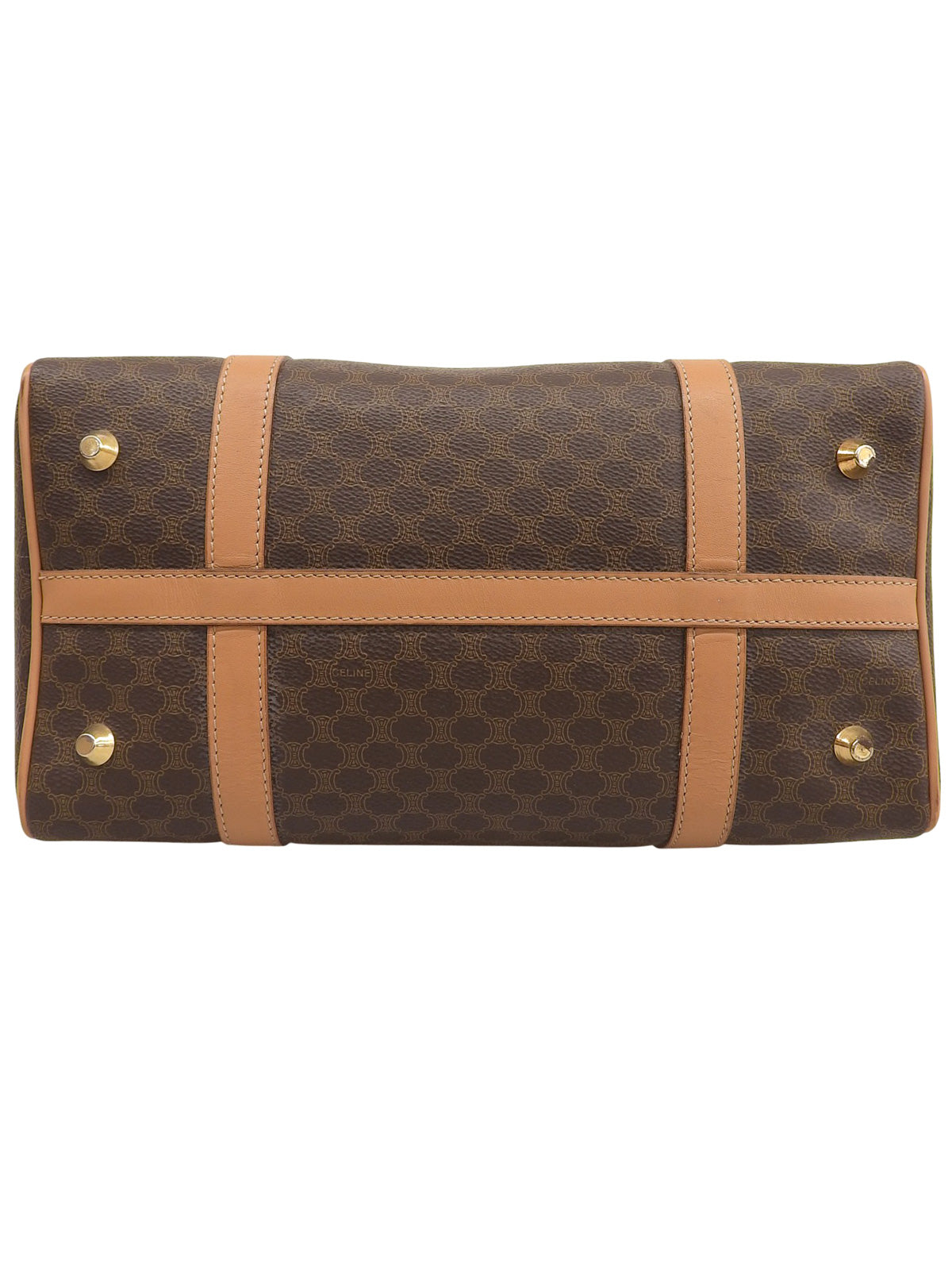 Macadam Pattern Logo Embossed Mini Boston Bag Brown