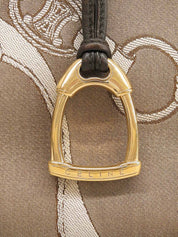 Brown Canvas Macadam Chain Pattern Tote Bag