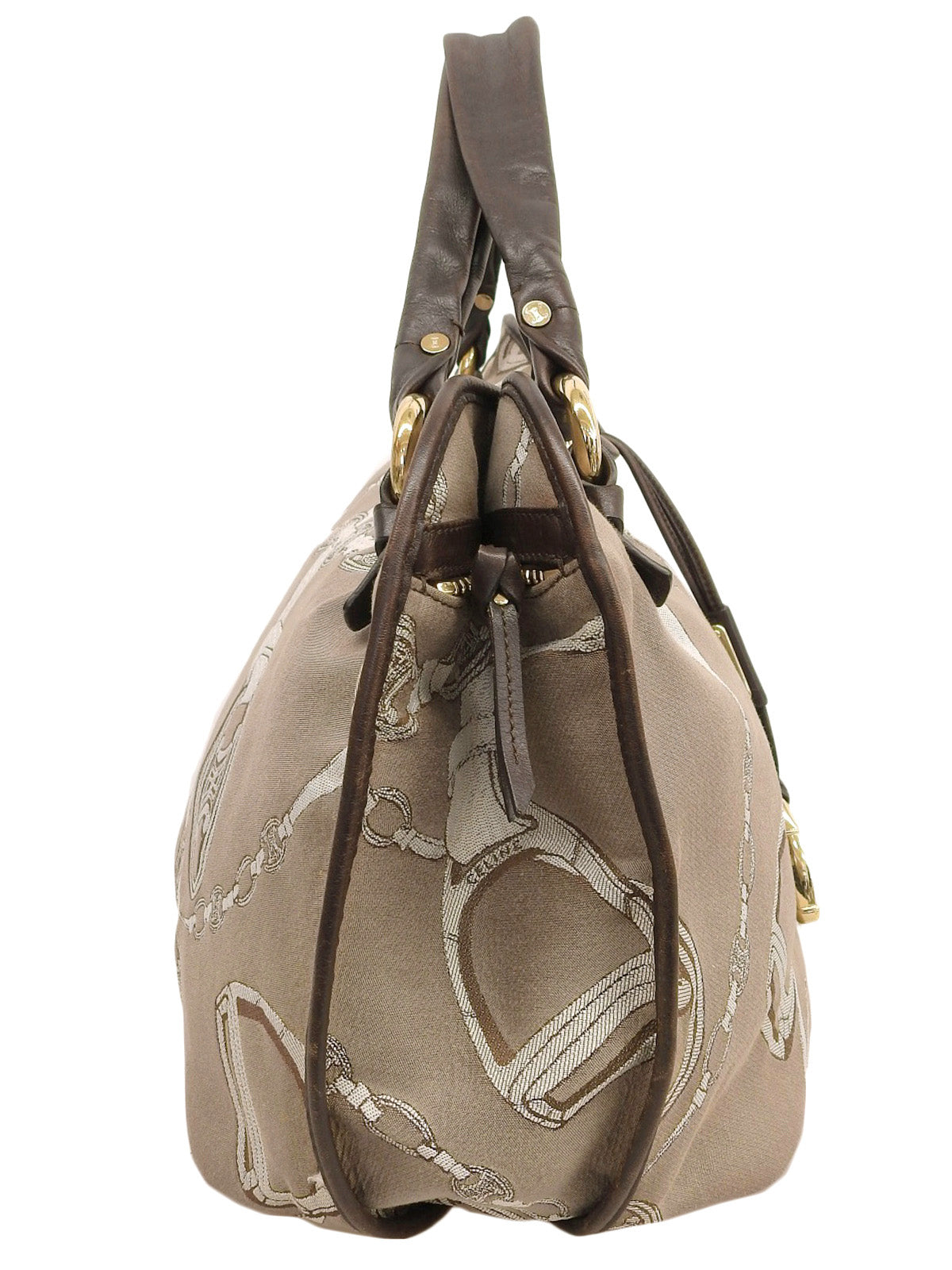 棕色帆布碎花链条图案手提包