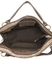 棕色帆布碎花链条图案手提包