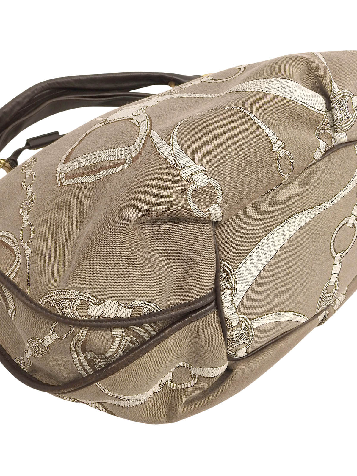 棕色帆布碎花链条图案手提包