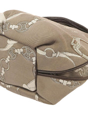 棕色帆布碎花链条图案手提包