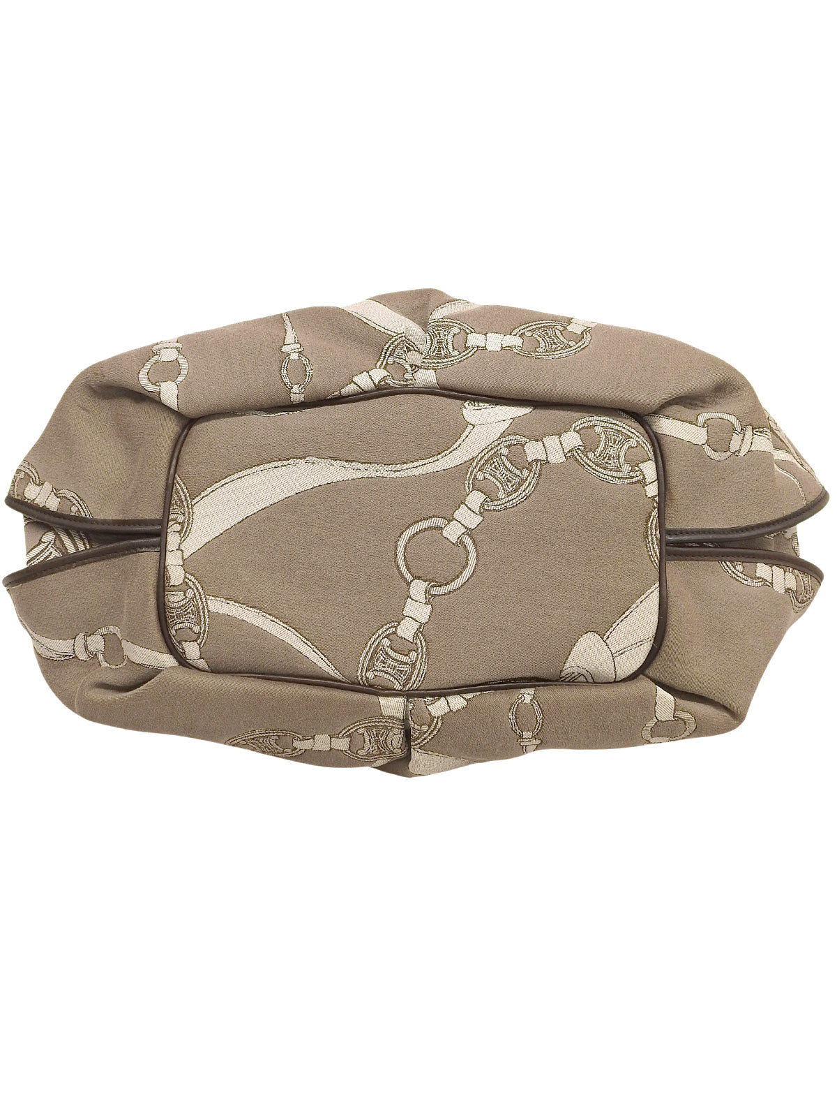 棕色帆布碎花链条图案手提包