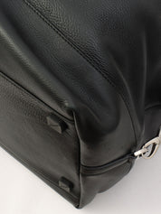 2-Way Leather Boston Bag - Black