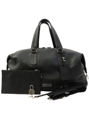 2-Way Leather Boston Bag - Black