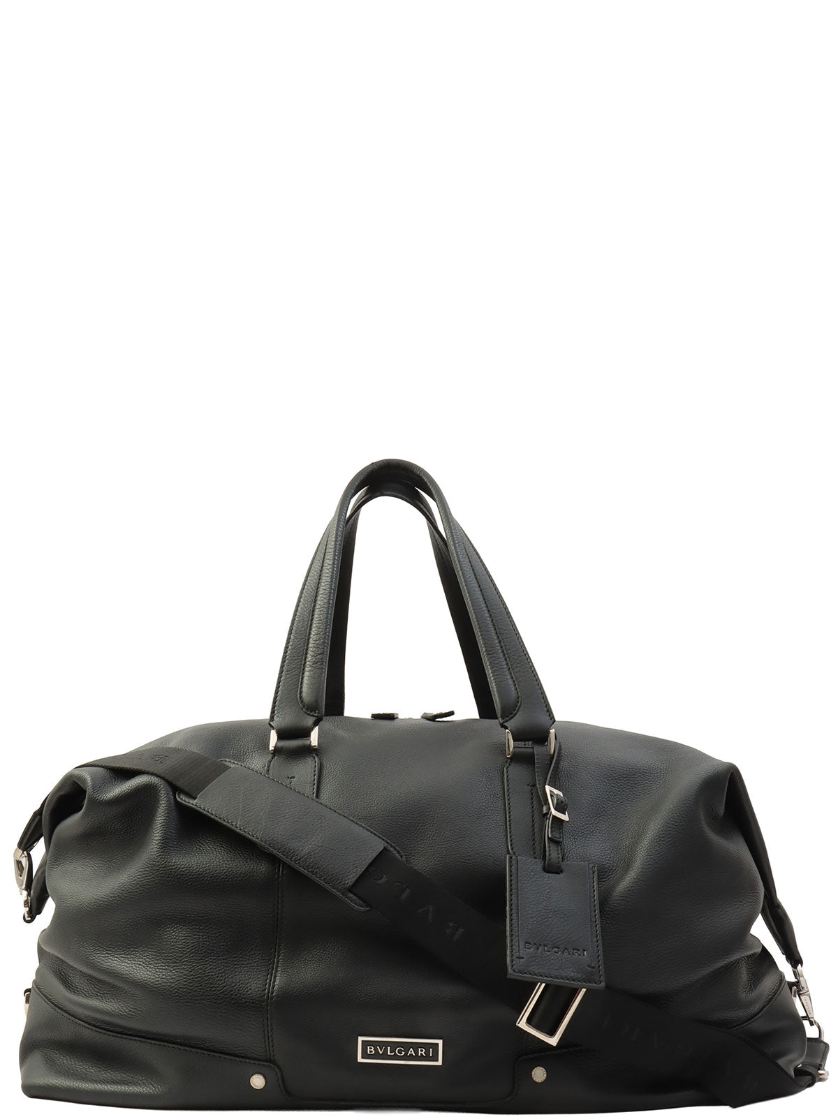 2-Way Leather Boston Bag - Black