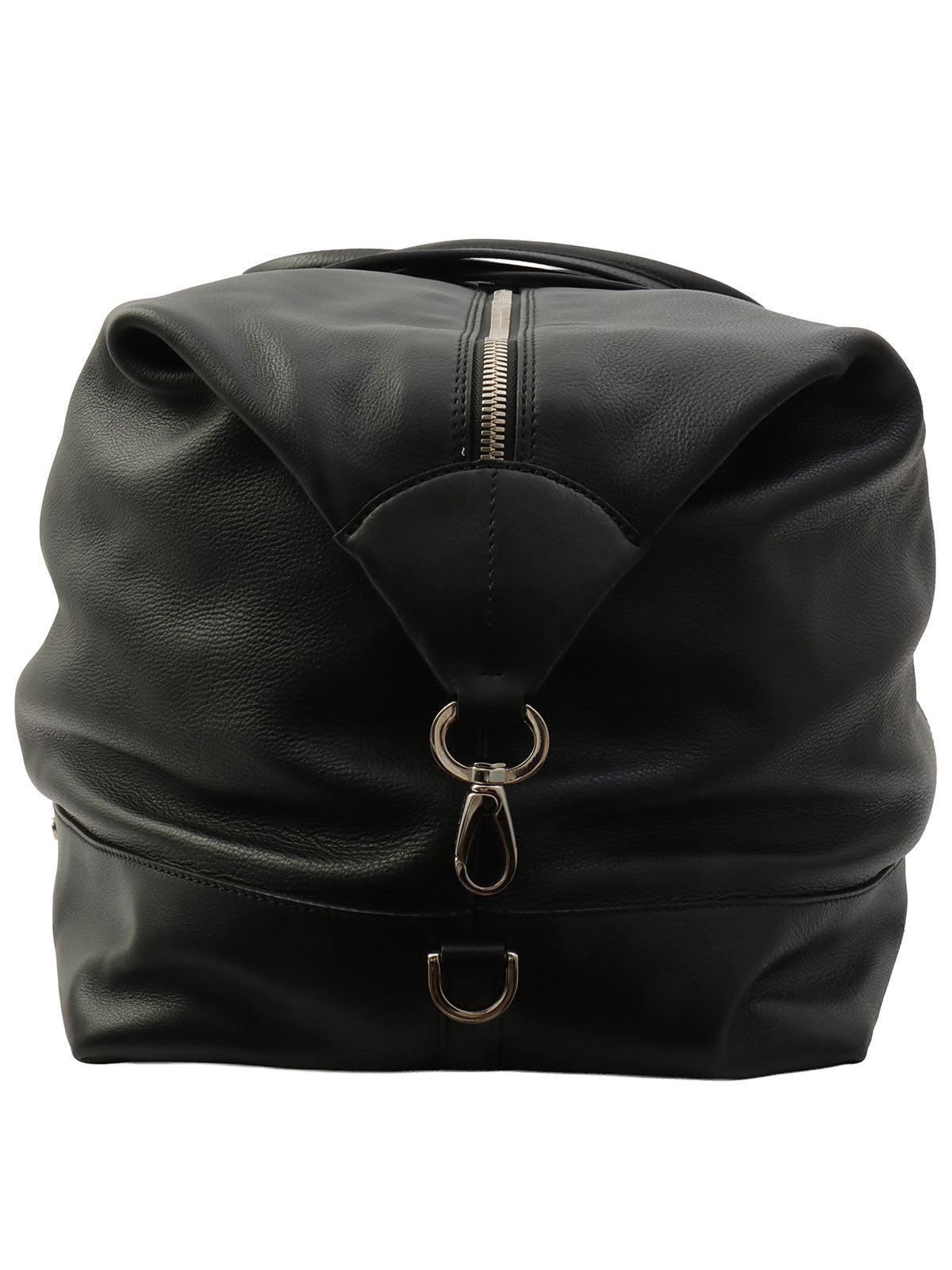 2-Way Leather Boston Bag - Black