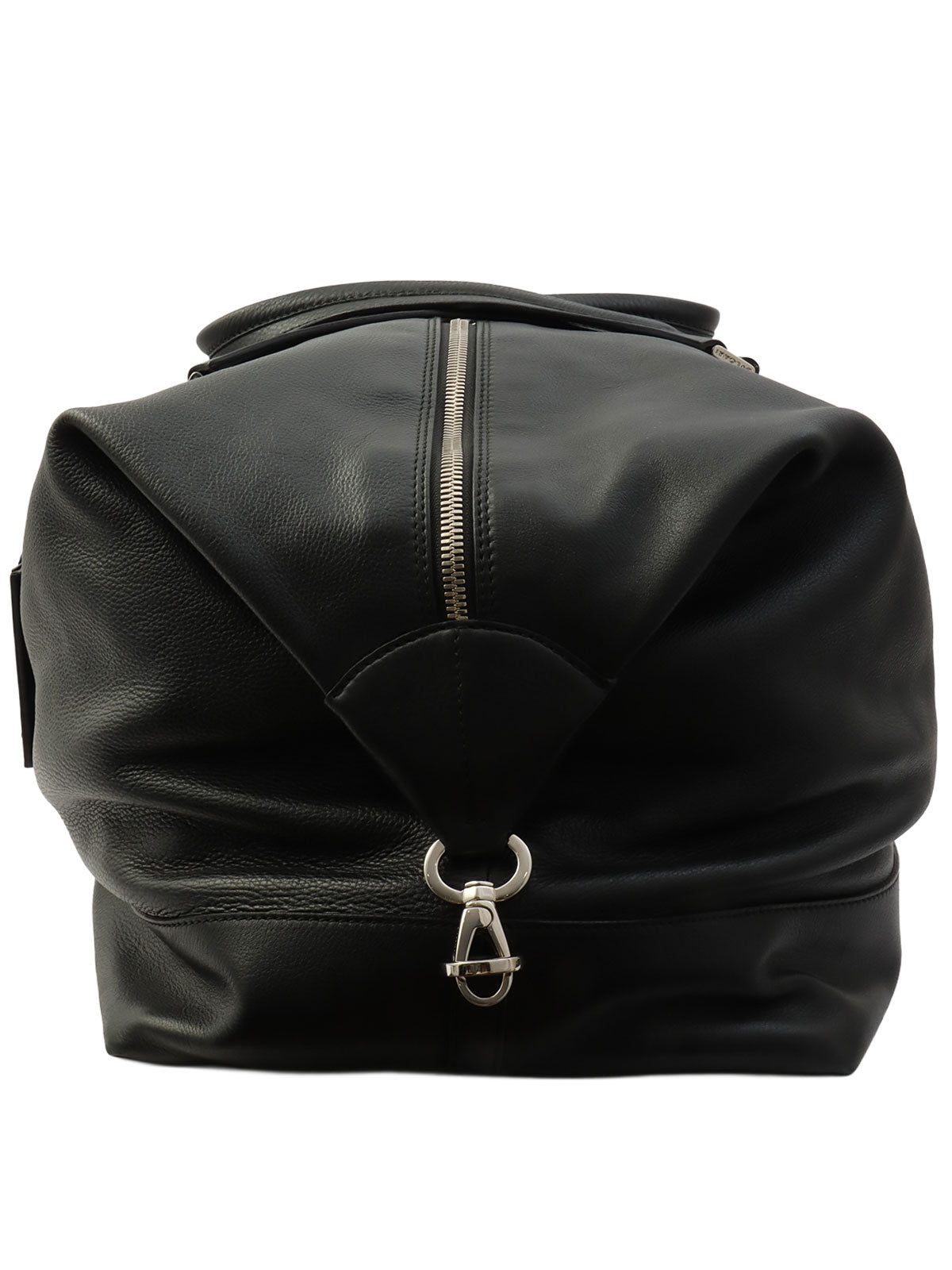 2-Way Leather Boston Bag - Black
