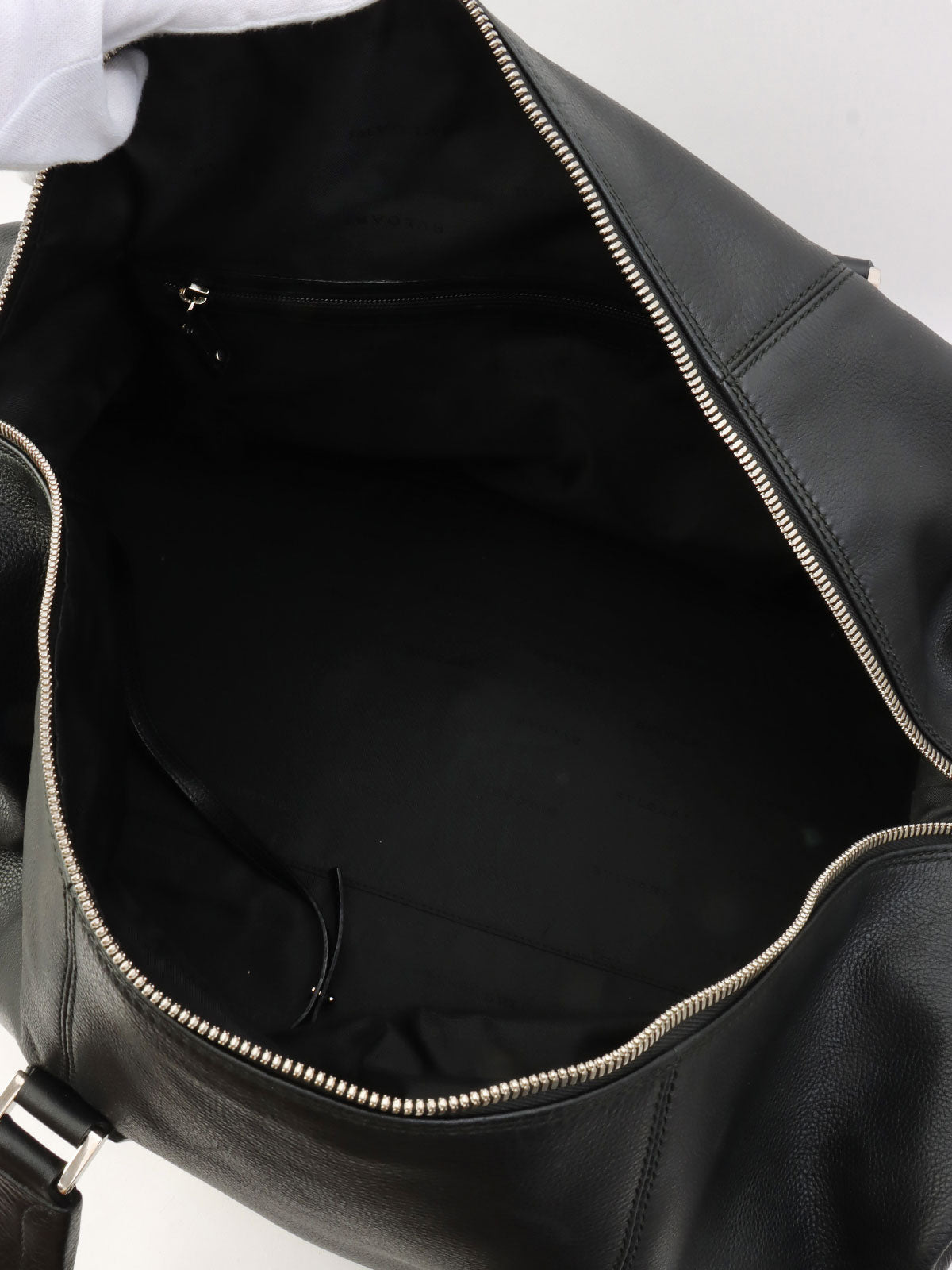 2-Way Leather Boston Bag - Black