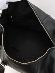 2-Way Leather Boston Bag - Black