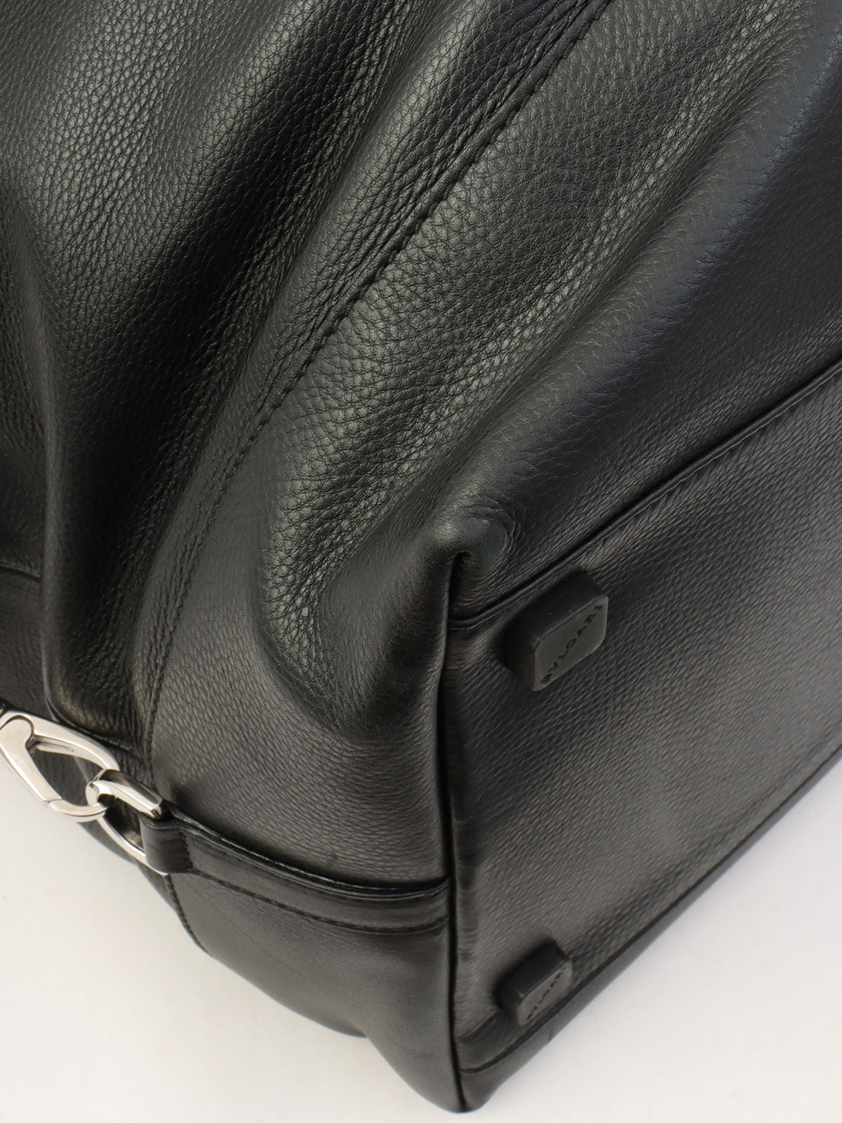 2-Way Leather Boston Bag - Black