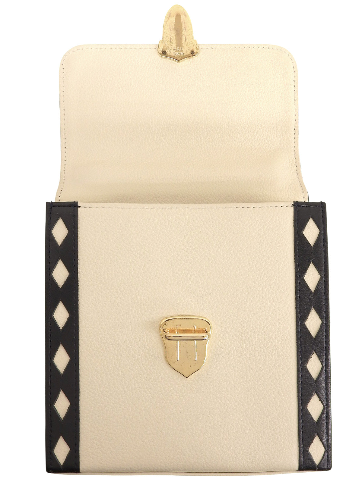 ダイヤカットデザインロゴプレート2wayバッグ アイボリー