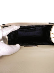 Diamond-cut design logo plate 2-way bag, ivory