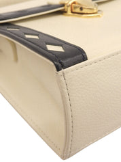 ダイヤカットデザインロゴプレート2wayバッグ アイボリー