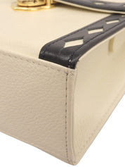 Diamond-cut design logo plate 2-way bag, ivory