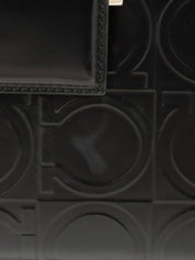 黑色 Gancini 图案手提包