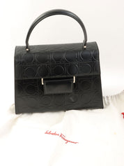 黑色 Gancini 图案手提包